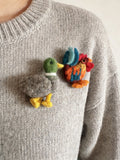 Rooster & Mallard Wool Felt Brooch