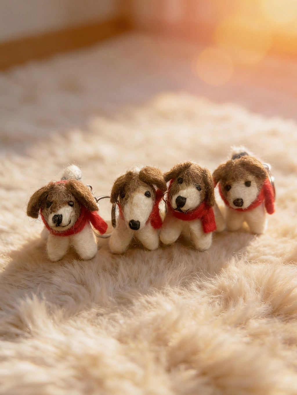 Red Scarf Mini Puppy Wool Felt Keychain