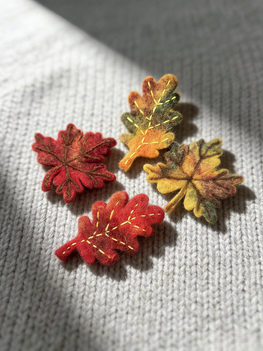 Oak & Maple Leaf Wool Felt Brooch