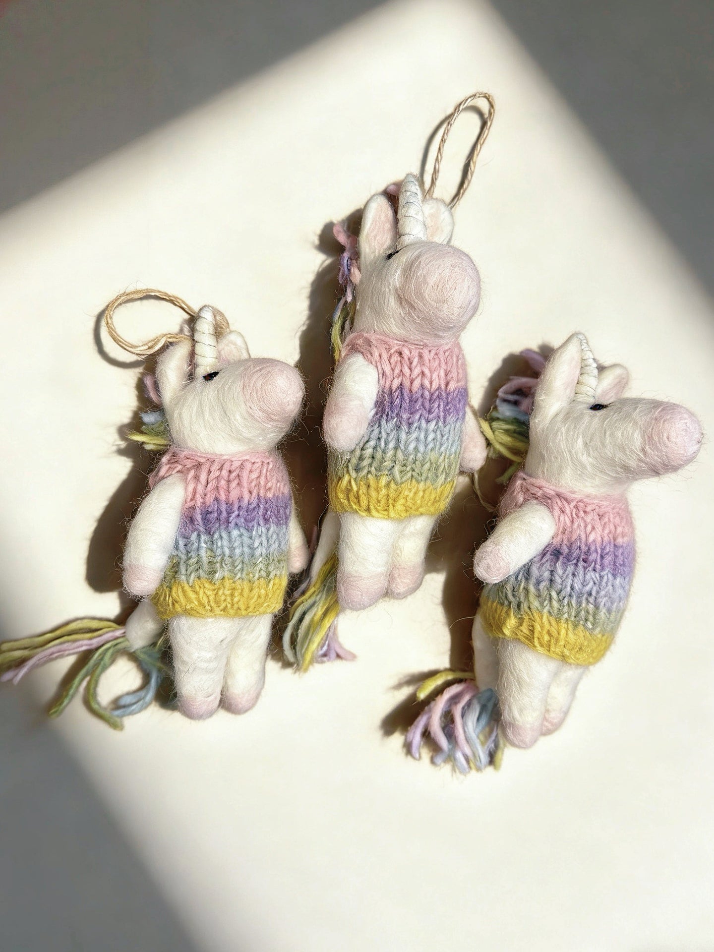 Rainbow Sweater Unicorn Wool Felt Ornament