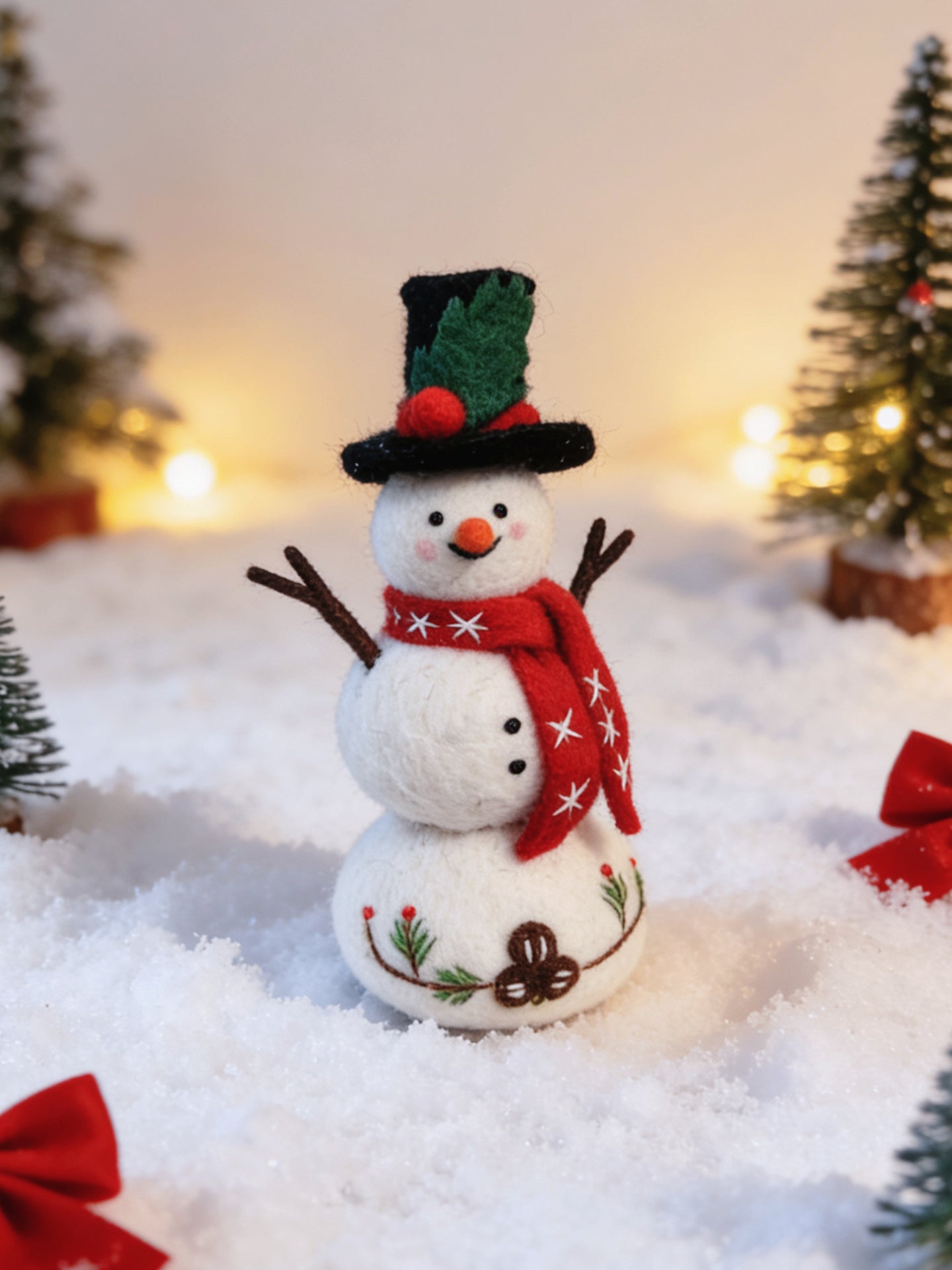 Cute Snowman Wool Felt Ornament