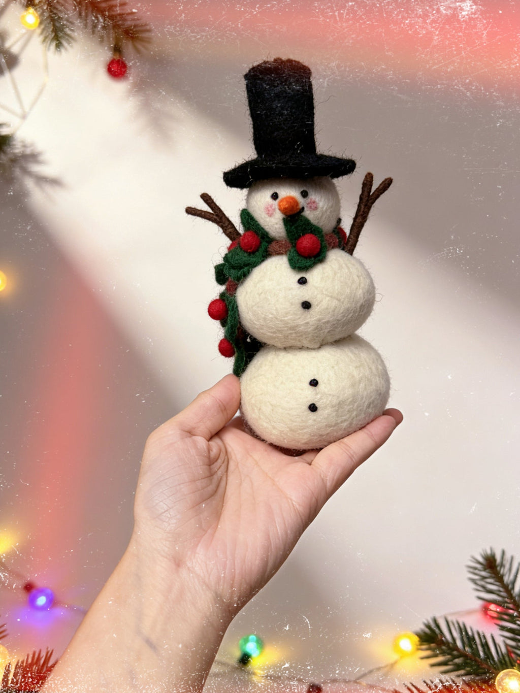 Cute Snowman Wool Felt Ornament