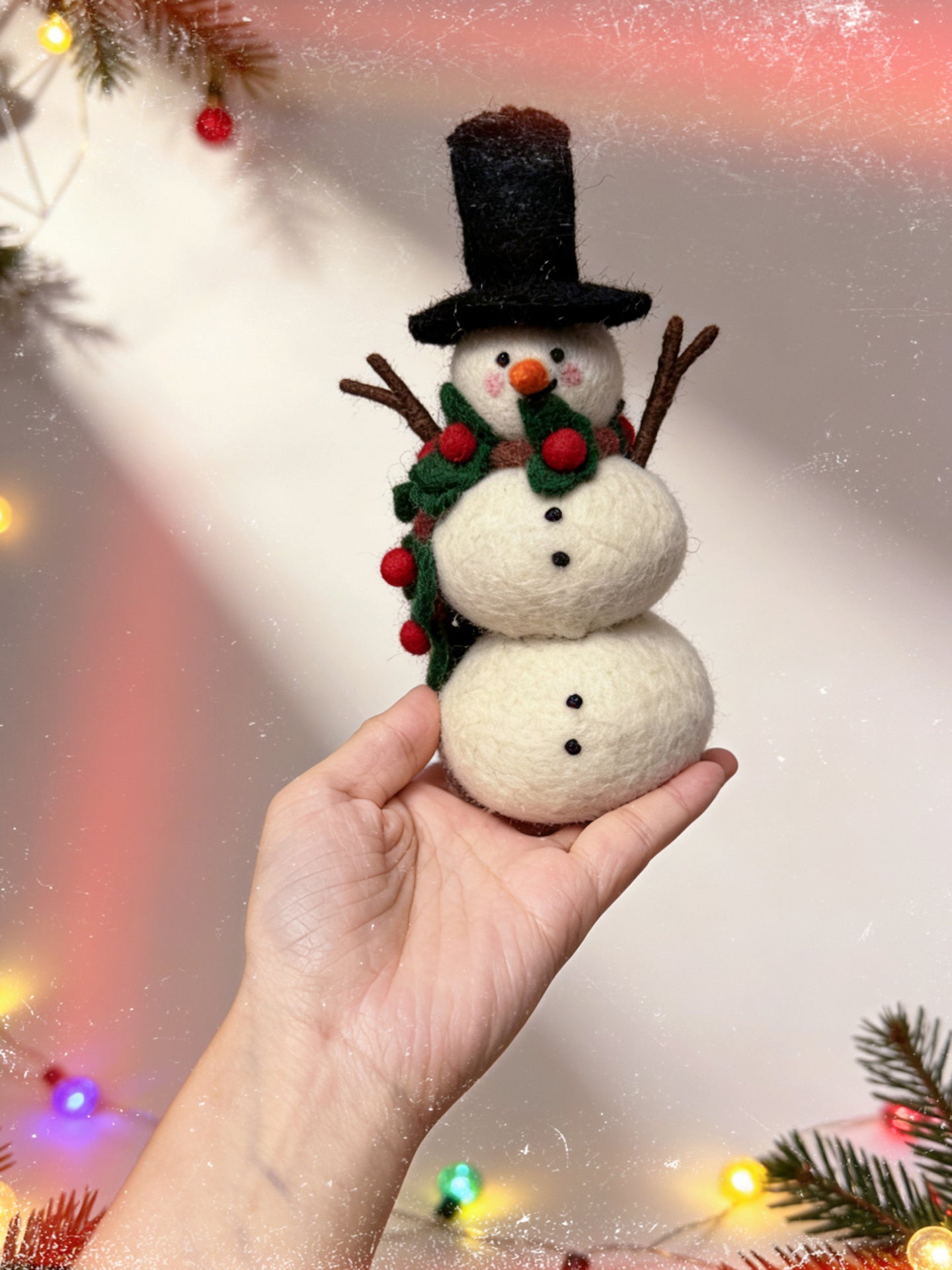 Cute Snowman Wool Felt Ornament