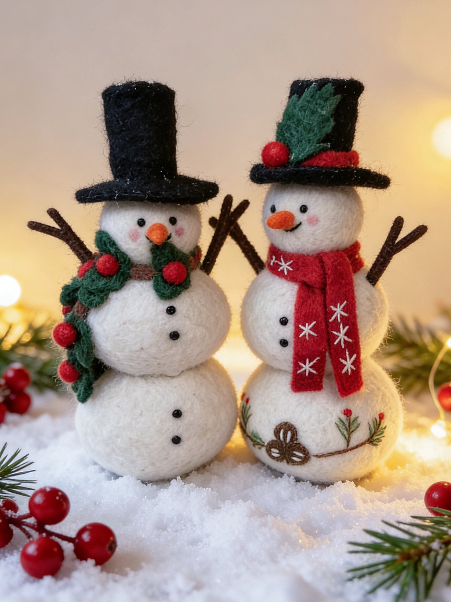 Cute Snowman Wool Felt Ornament