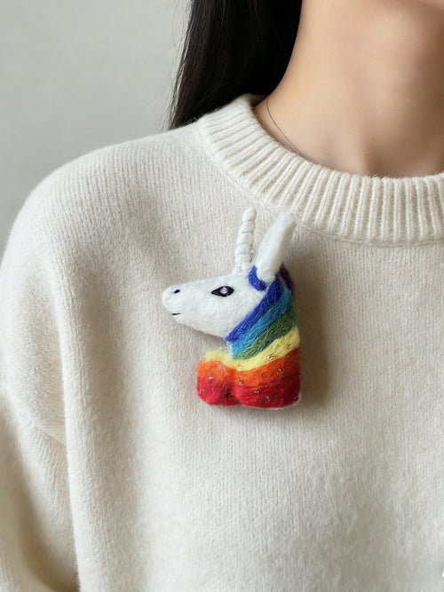 Animal Head Wool Felt Brooch