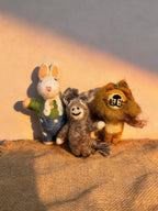 Little Lion & Flying Donkey Wool Felt Keychain