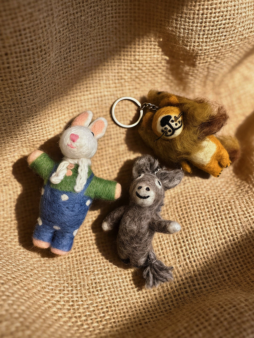 Little Lion & Flying Donkey Wool Felt Keychain