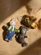 Little Lion & Flying Donkey Wool Felt Keychain