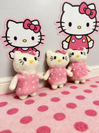Pink Polka Dot Kitty Wool Felt Ornament