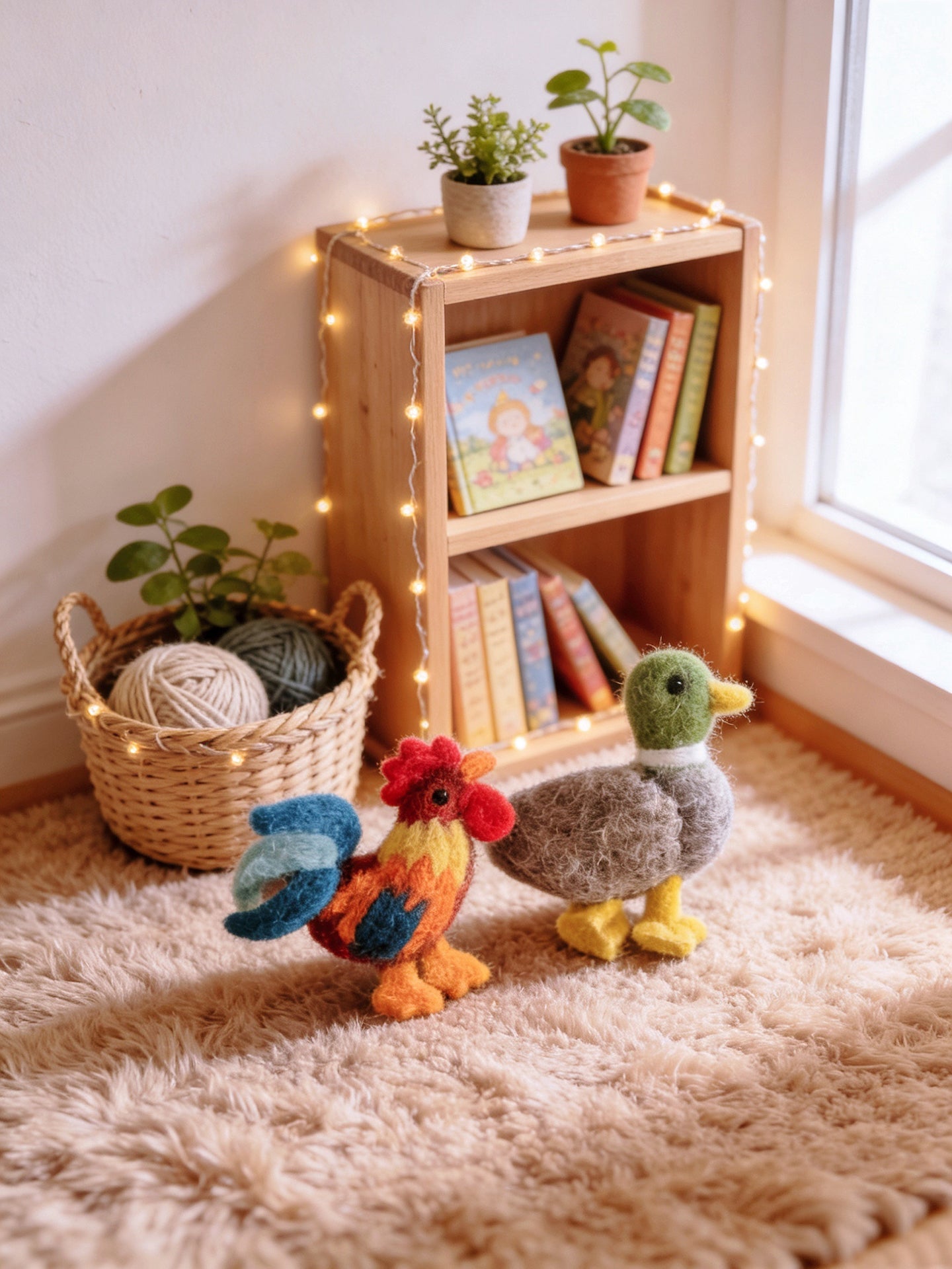 Rooster & Mallard Wool Felt Brooch