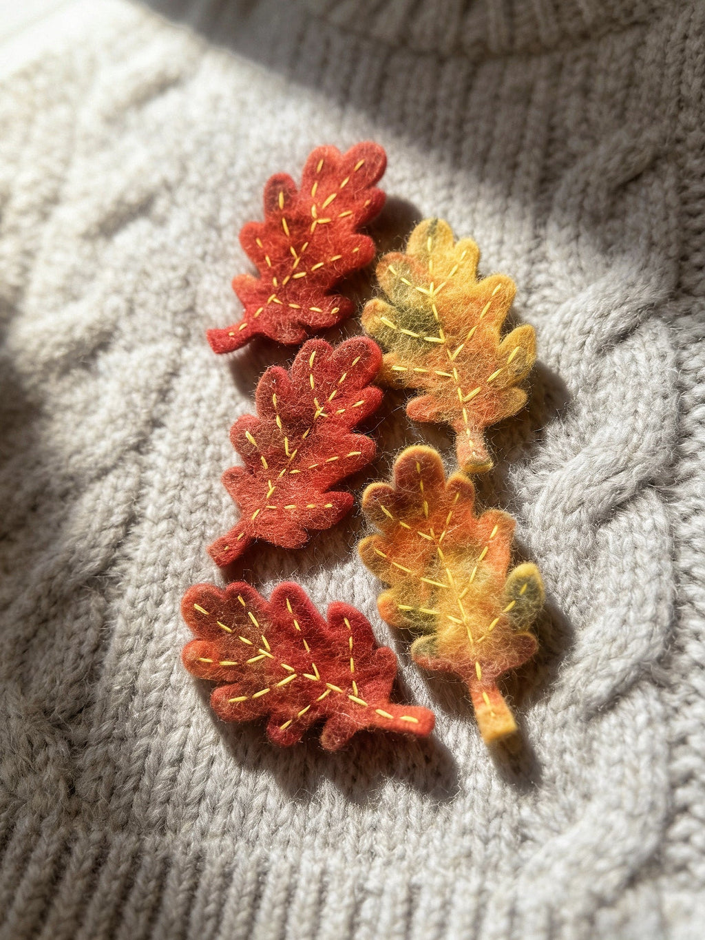 Oak & Maple Leaf Wool Felt Brooch