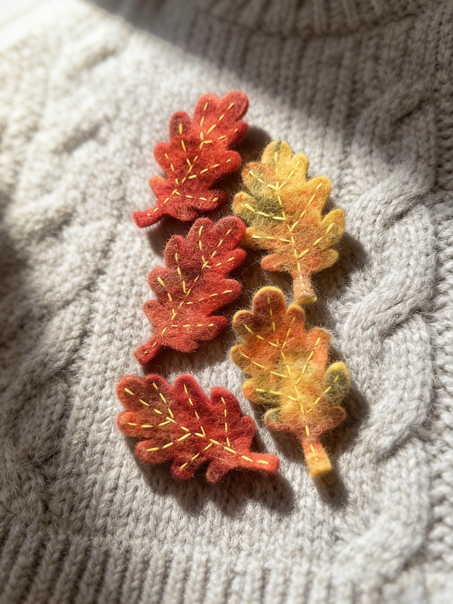 Oak & Maple Leaf Wool Felt Brooch