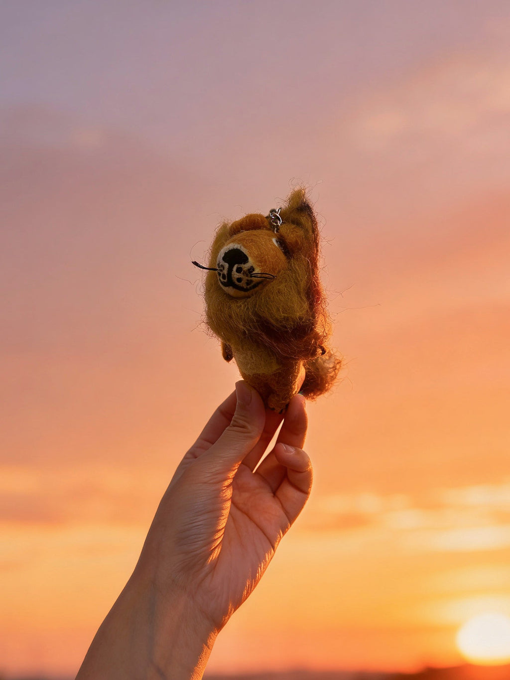 Little Lion & Flying Donkey Wool Felt Keychain