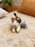 Cat Catching Mouse Wool Felt Keychain