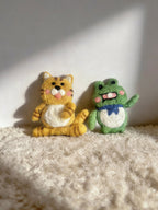 Frog & Tiger Wool Felt Brooch