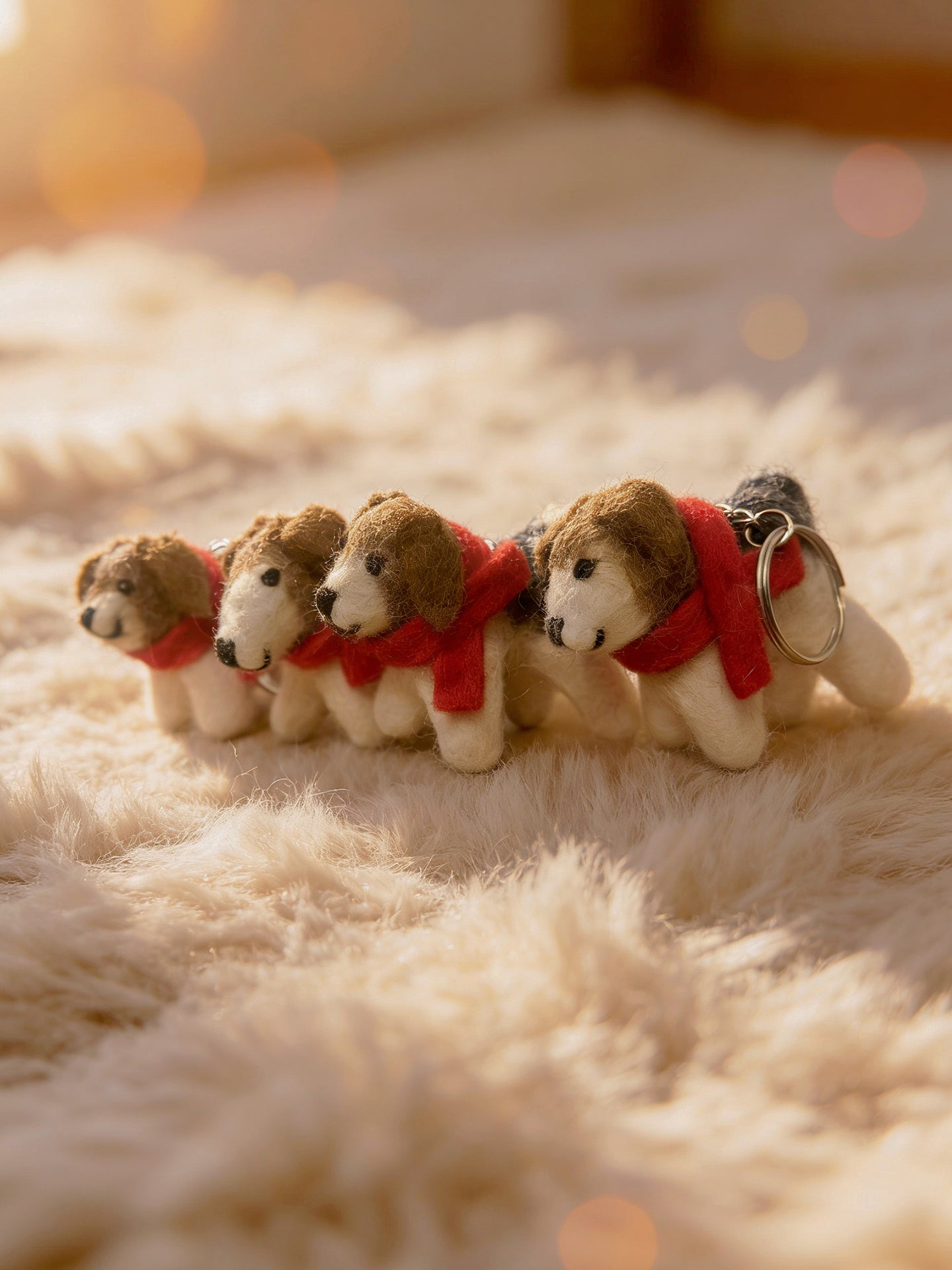 Red Scarf Mini Puppy Wool Felt Keychain