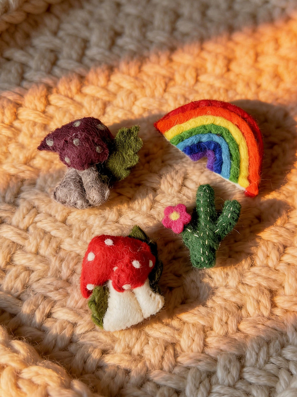 Nature Series Mushroom & Cactus Brooch