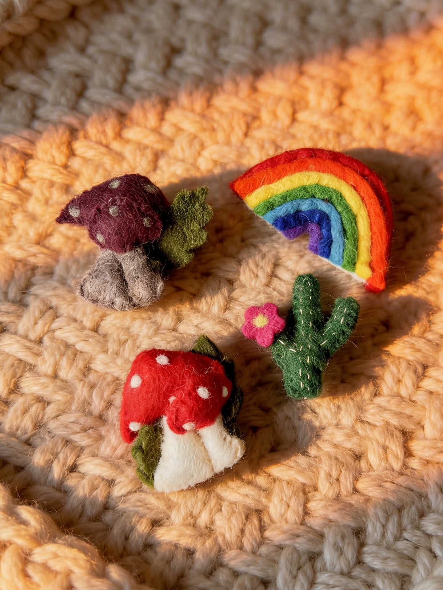 Nature Series Mushroom & Cactus Brooch