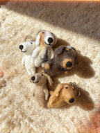 Sad-Eyebrow Puppy Wool Felt Keychain