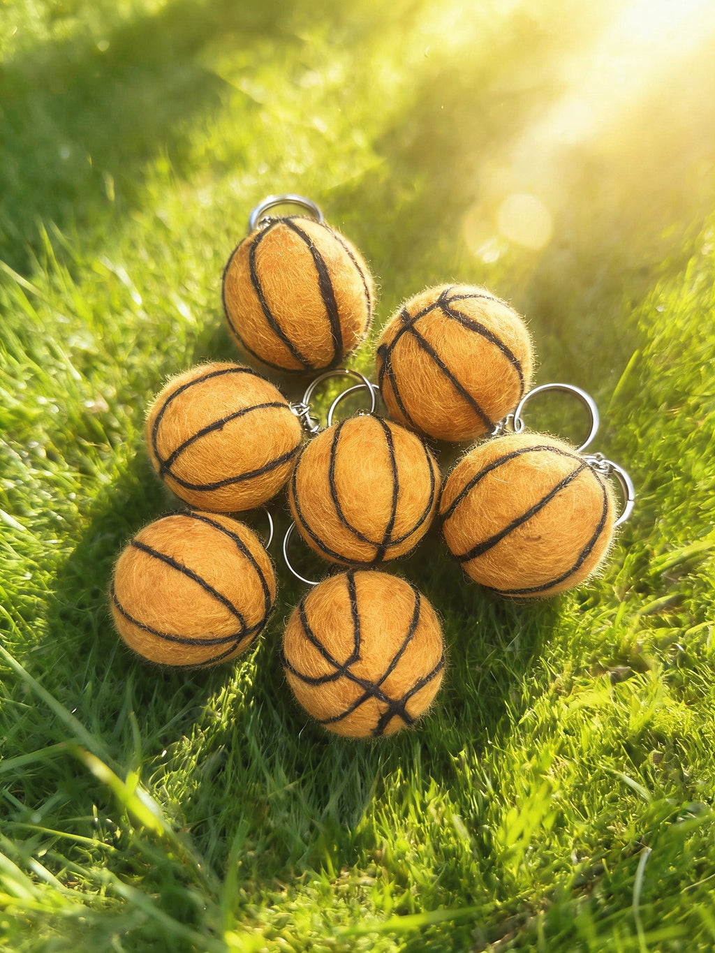 Basketball & Football Wool Felt Keychain