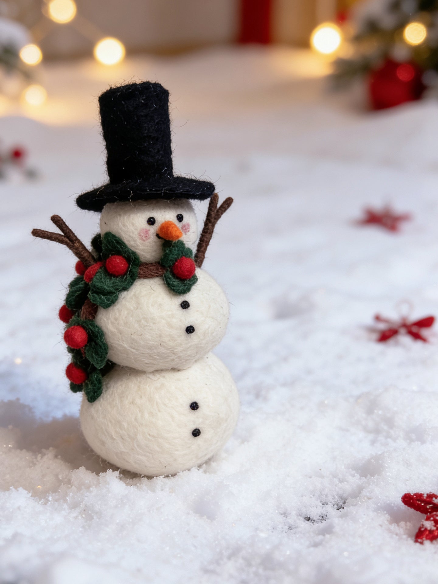Cute Snowman Wool Felt Ornament
