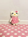 Pink Polka Dot Kitty Wool Felt Ornament