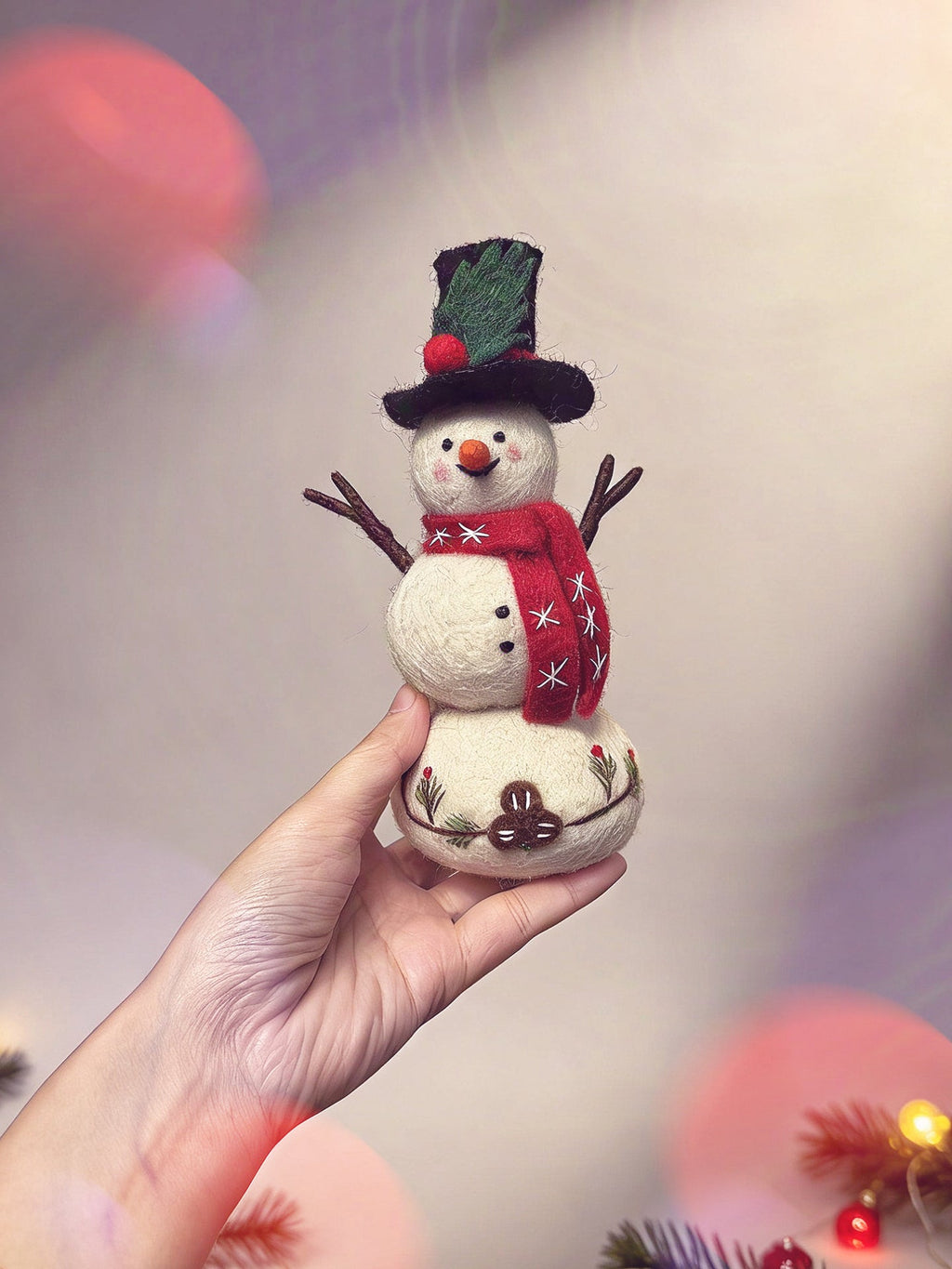 Cute Snowman Wool Felt Ornament