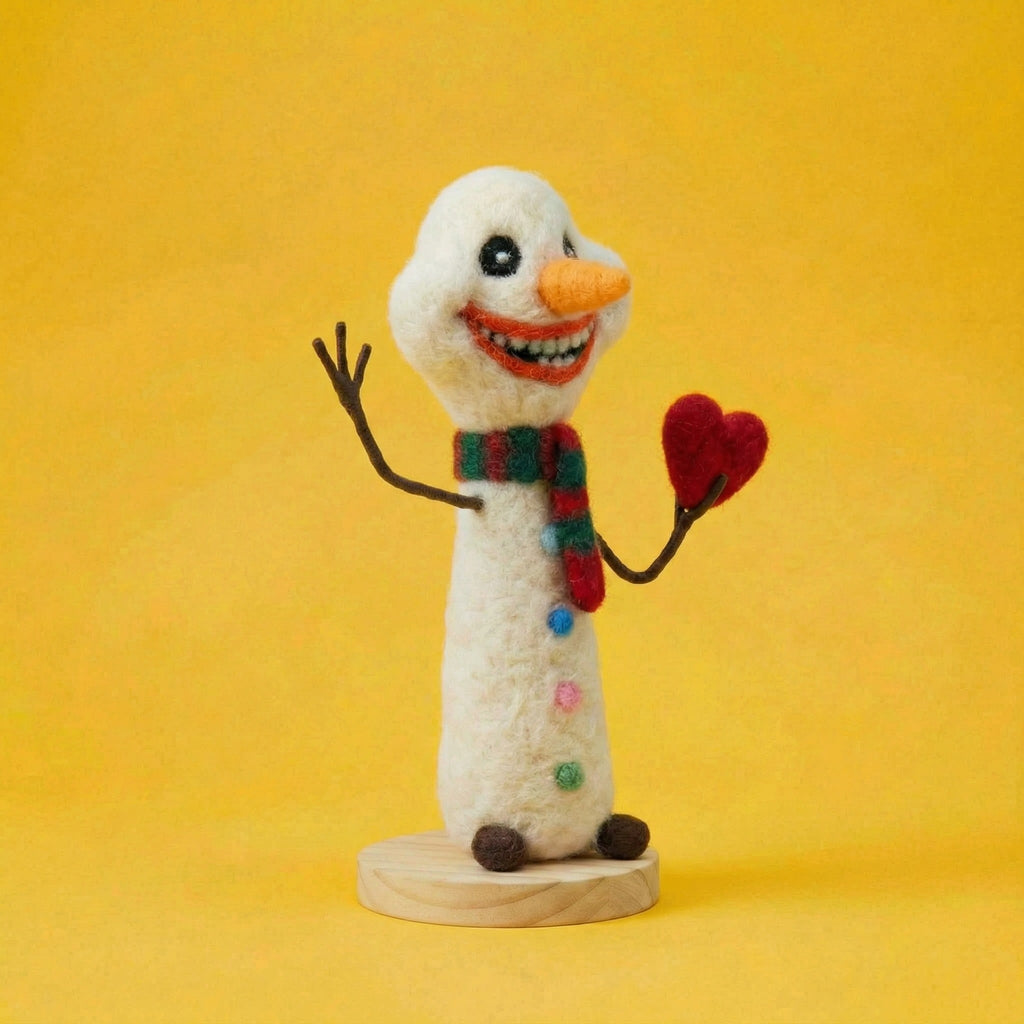Happy Snowman Needle Felting Kit - Love & Joy Design, Perfect for Beginners