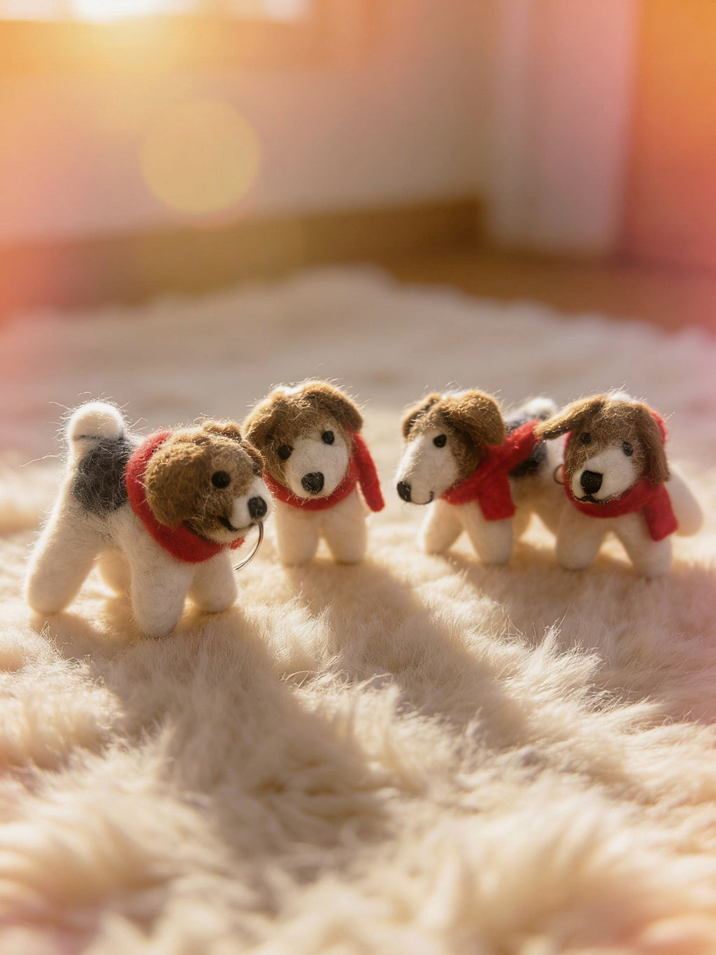 Red Scarf Mini Puppy Wool Felt Keychain