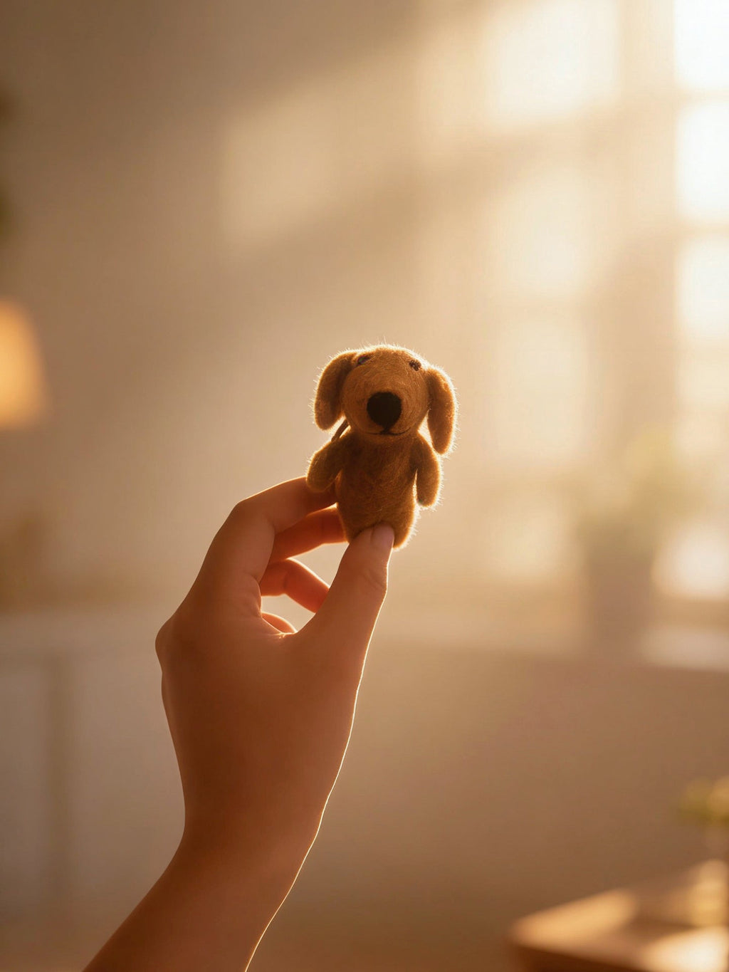 Sad-Eyebrow Puppy Wool Felt Keychain