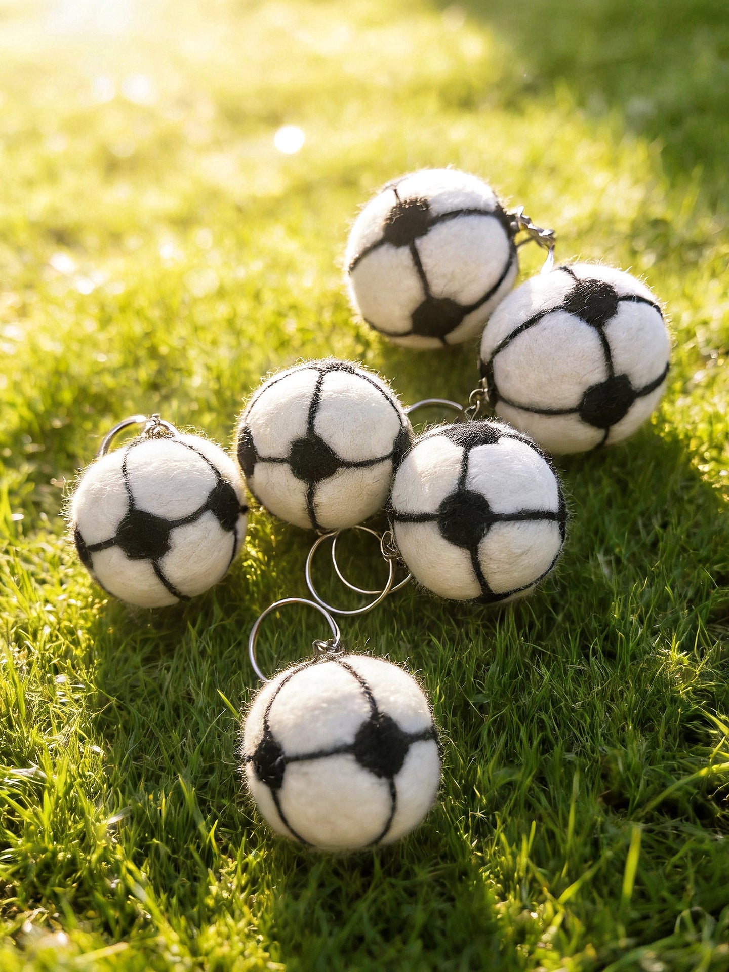 Basketball & Football Wool Felt Keychain