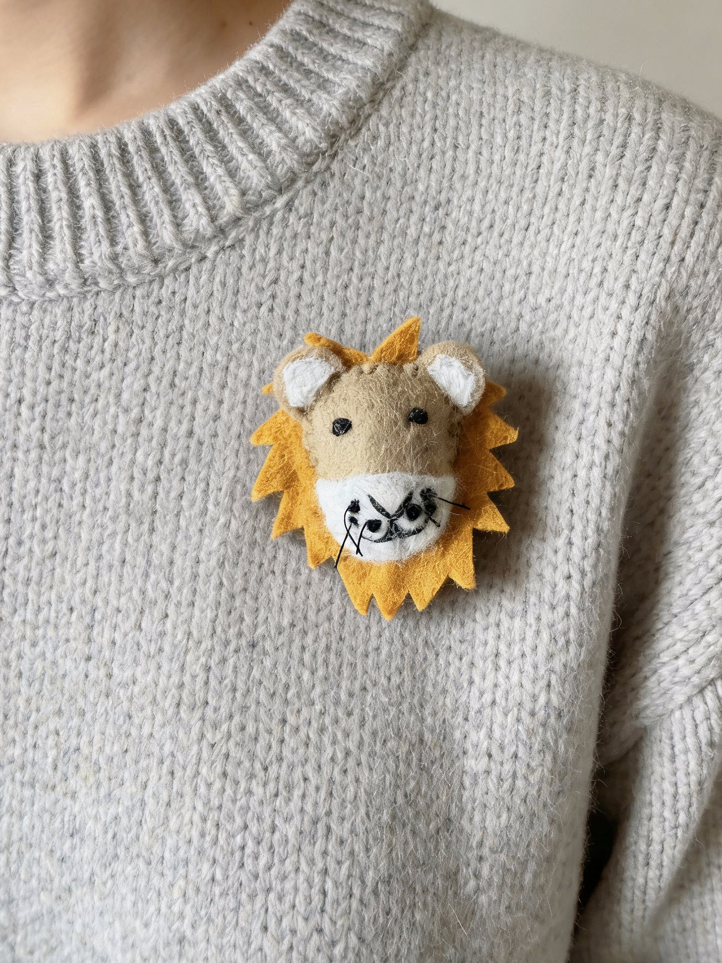 Animal Head Wool Felt Brooch