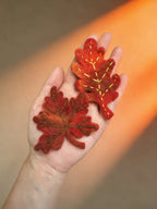Oak & Maple Leaf Wool Felt Brooch