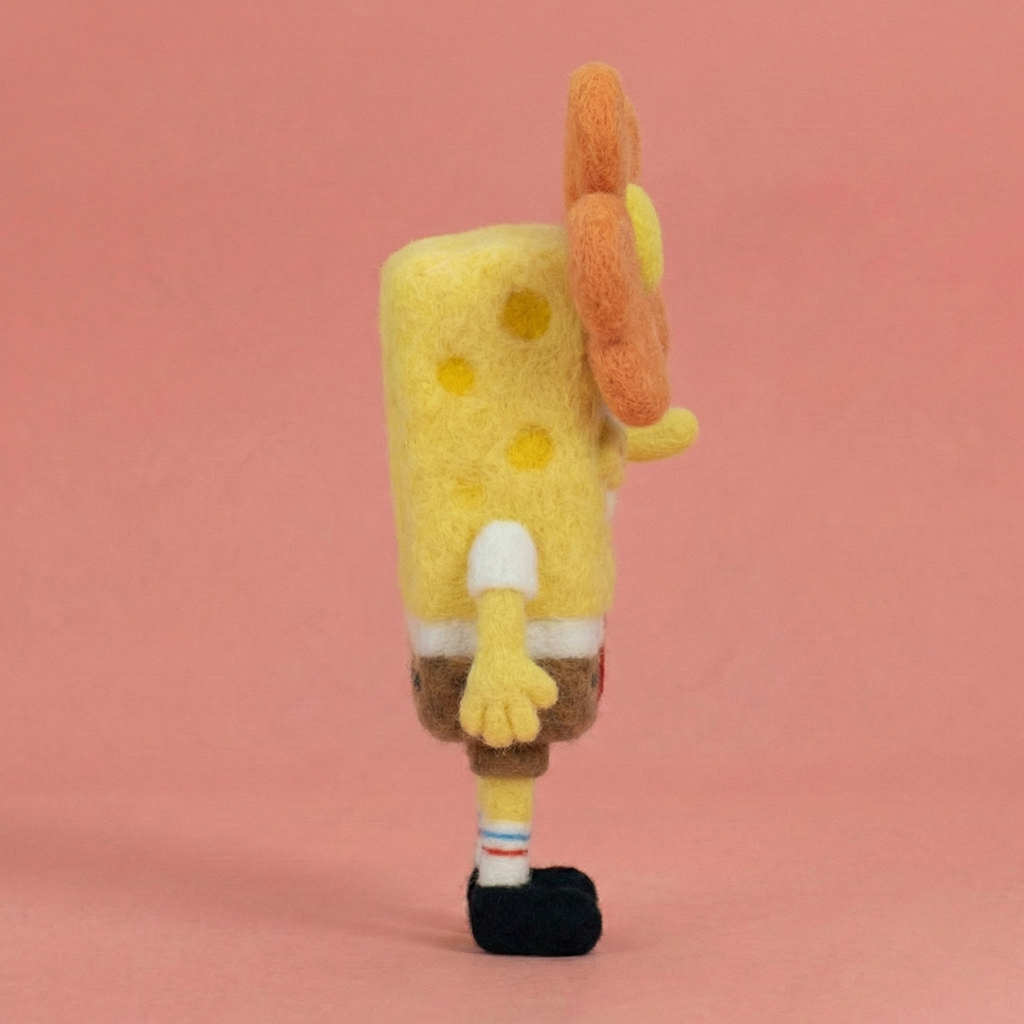 Jellyfish-Chasing Square Boy Needle Felting Kit - Handmade Cartoon DIY Crafting Set