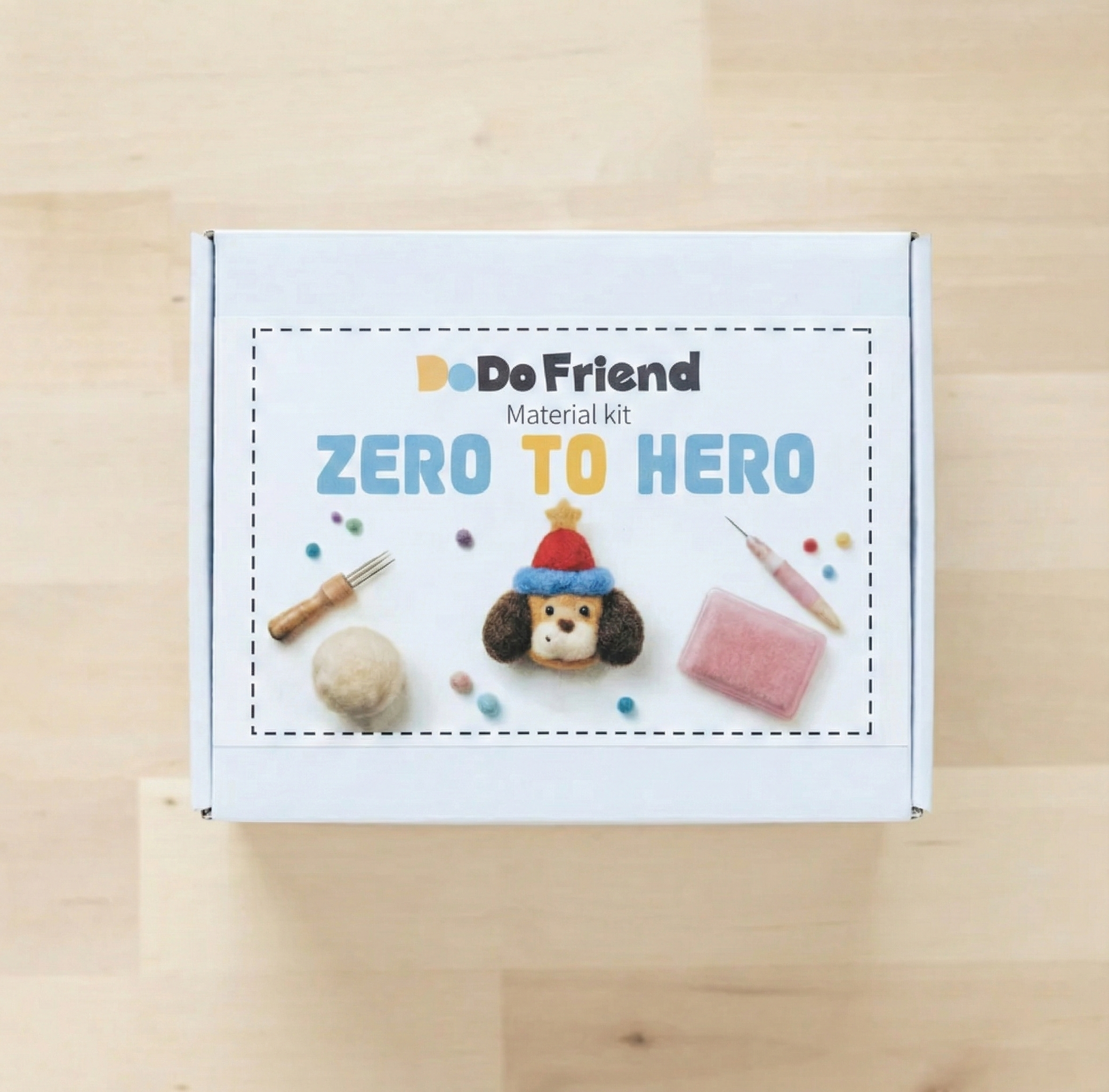 Jellyfish-Chasing Square Boy Needle Felting Kit - Handmade Cartoon DIY Crafting Set