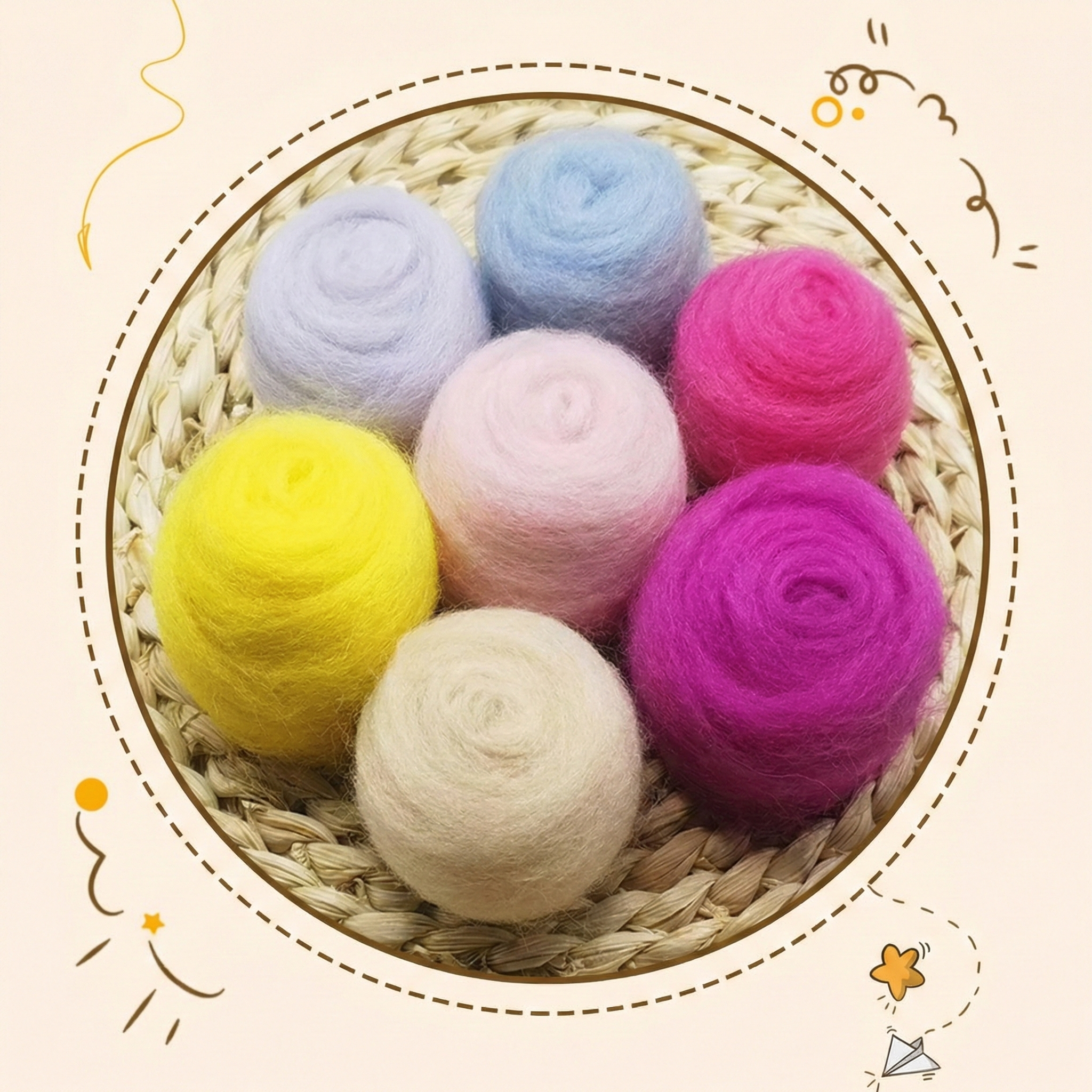 50g large package of Spanish short fiber wool strip felt, DIY handmade doll simulation wool felt material