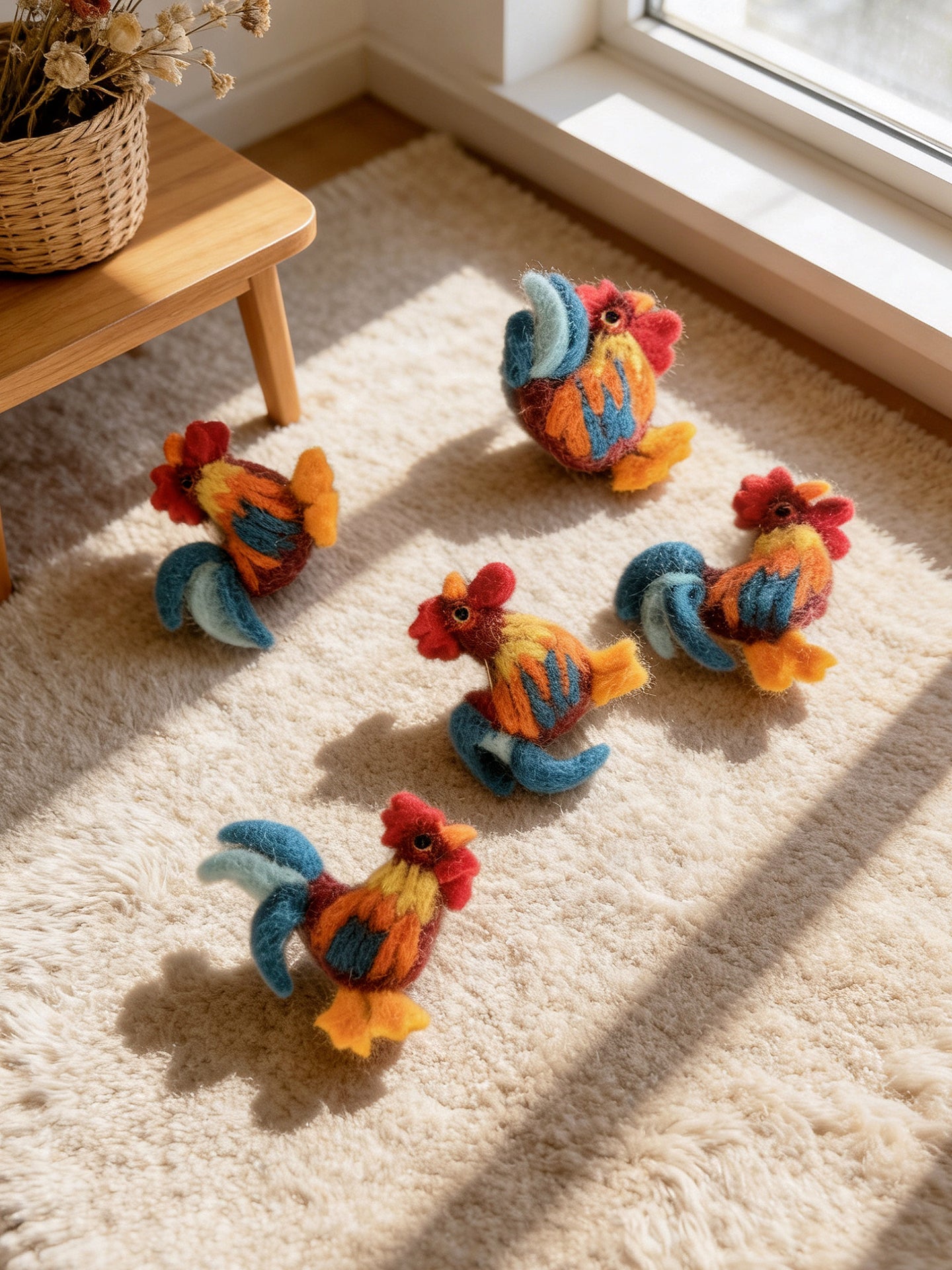 Rooster & Mallard Wool Felt Brooch