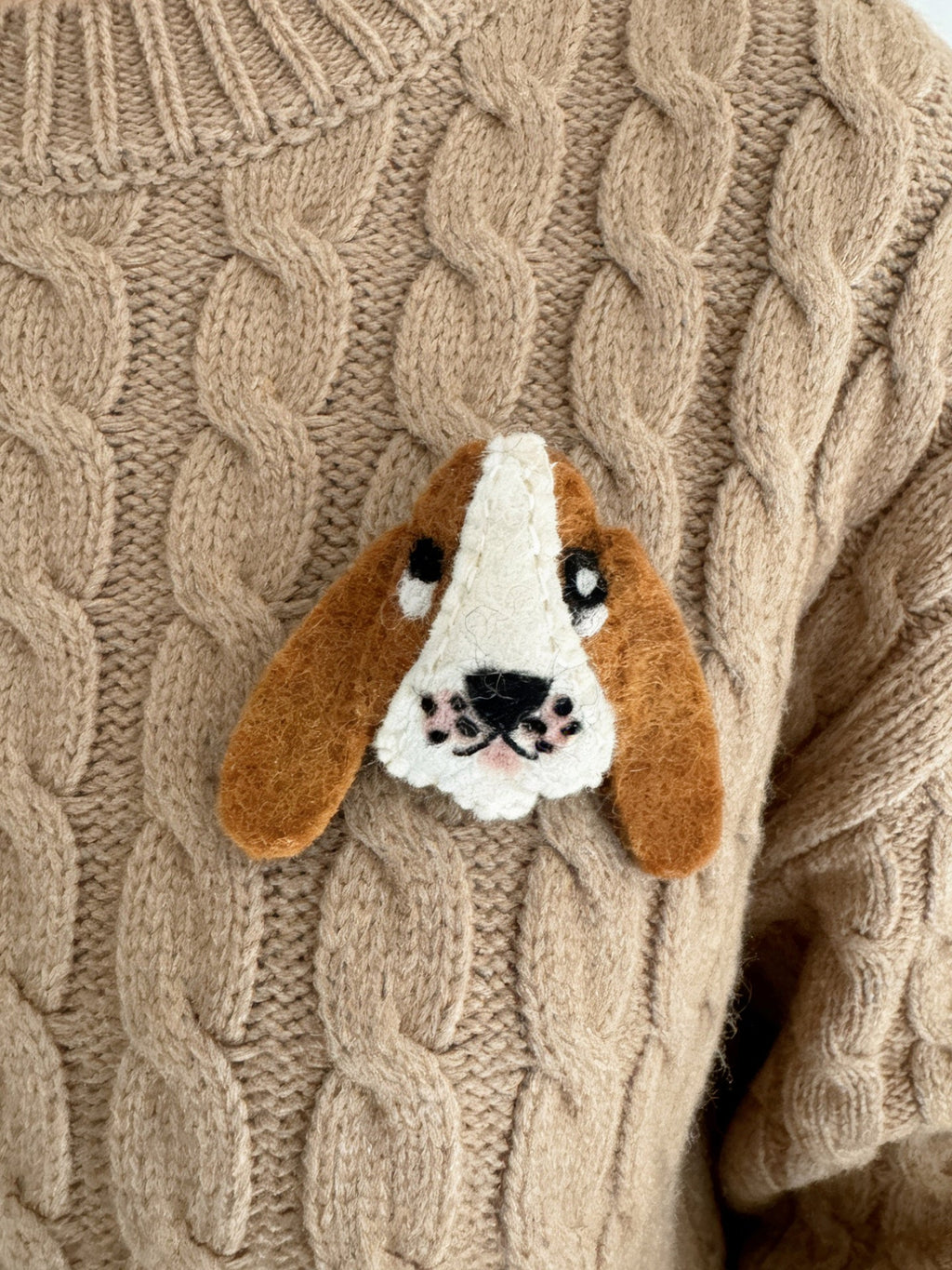 手工羊毛毡狗狗巴吉度猎犬比格犬胸针可爱卡通小狗胸针 · 比格犬