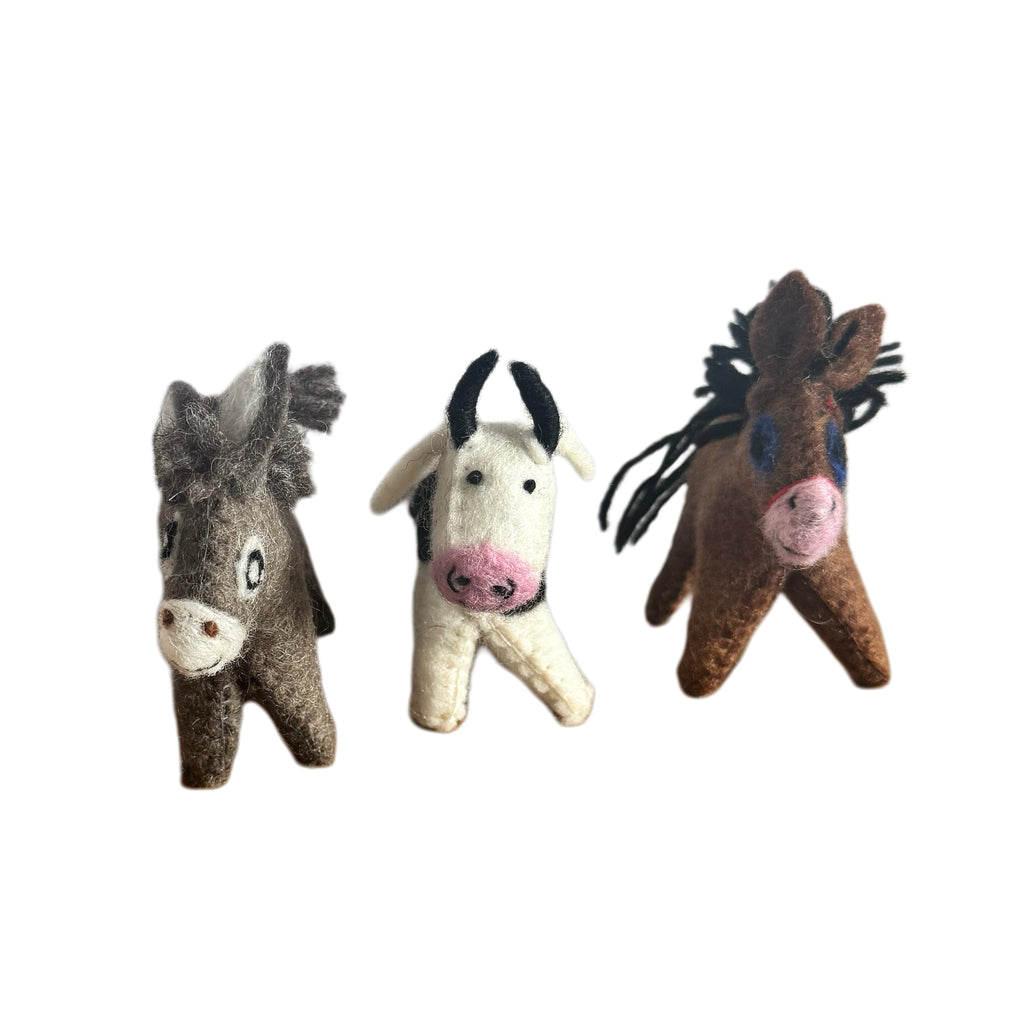 Cow, Horse & Donkey Wool Felt Ornament