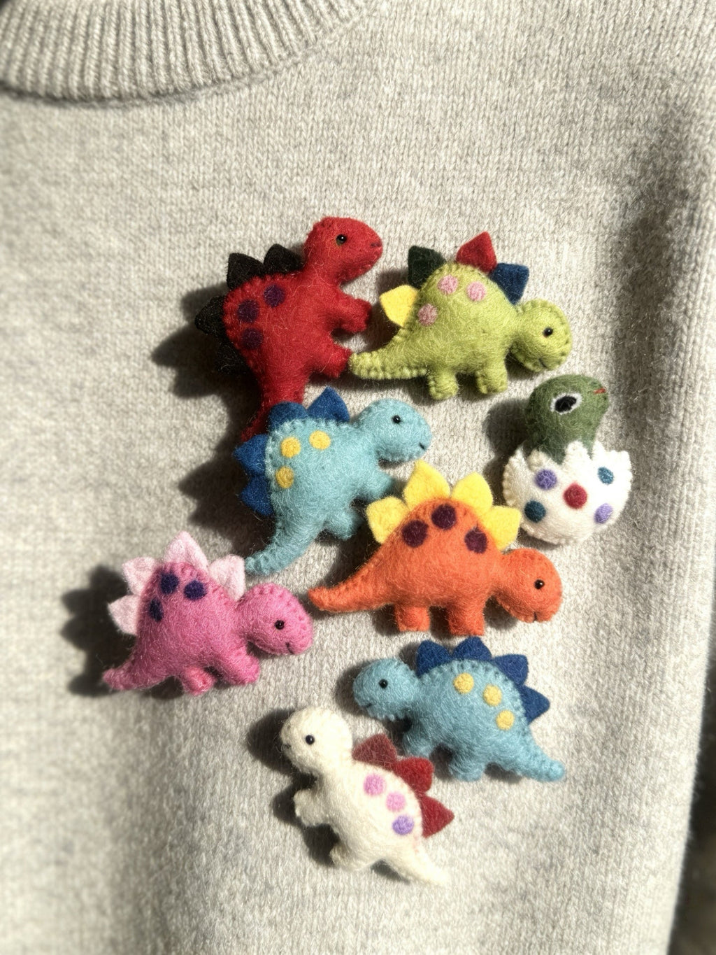 手工羊毛毡小恐龙系列胸针可爱卡通胸针 · 恐龙-深绿