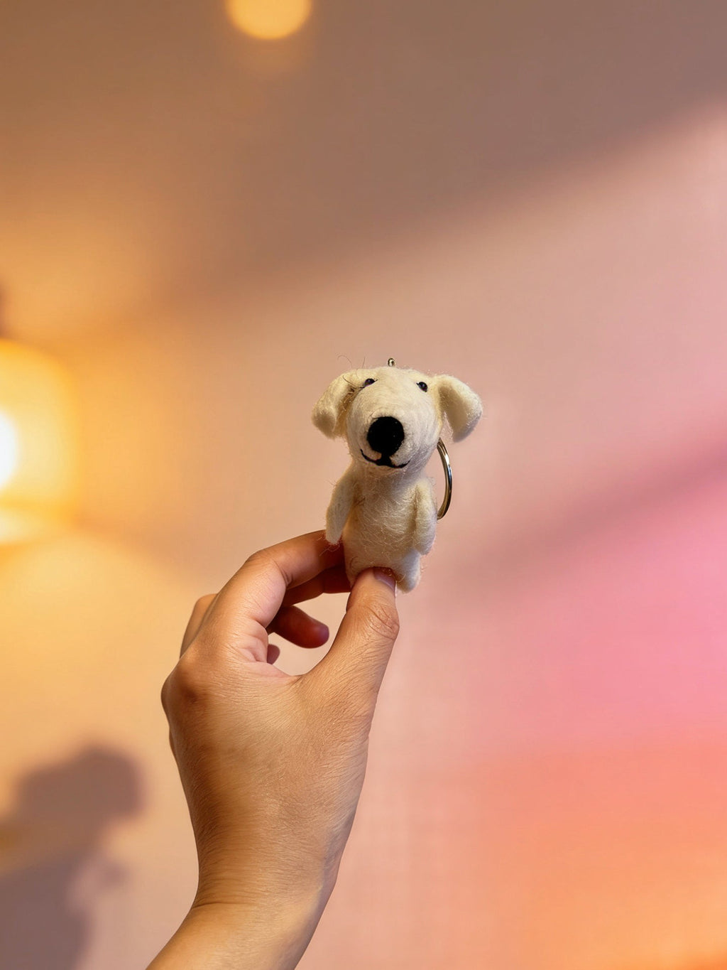 Sad-Eyebrow Puppy Wool Felt Keychain
