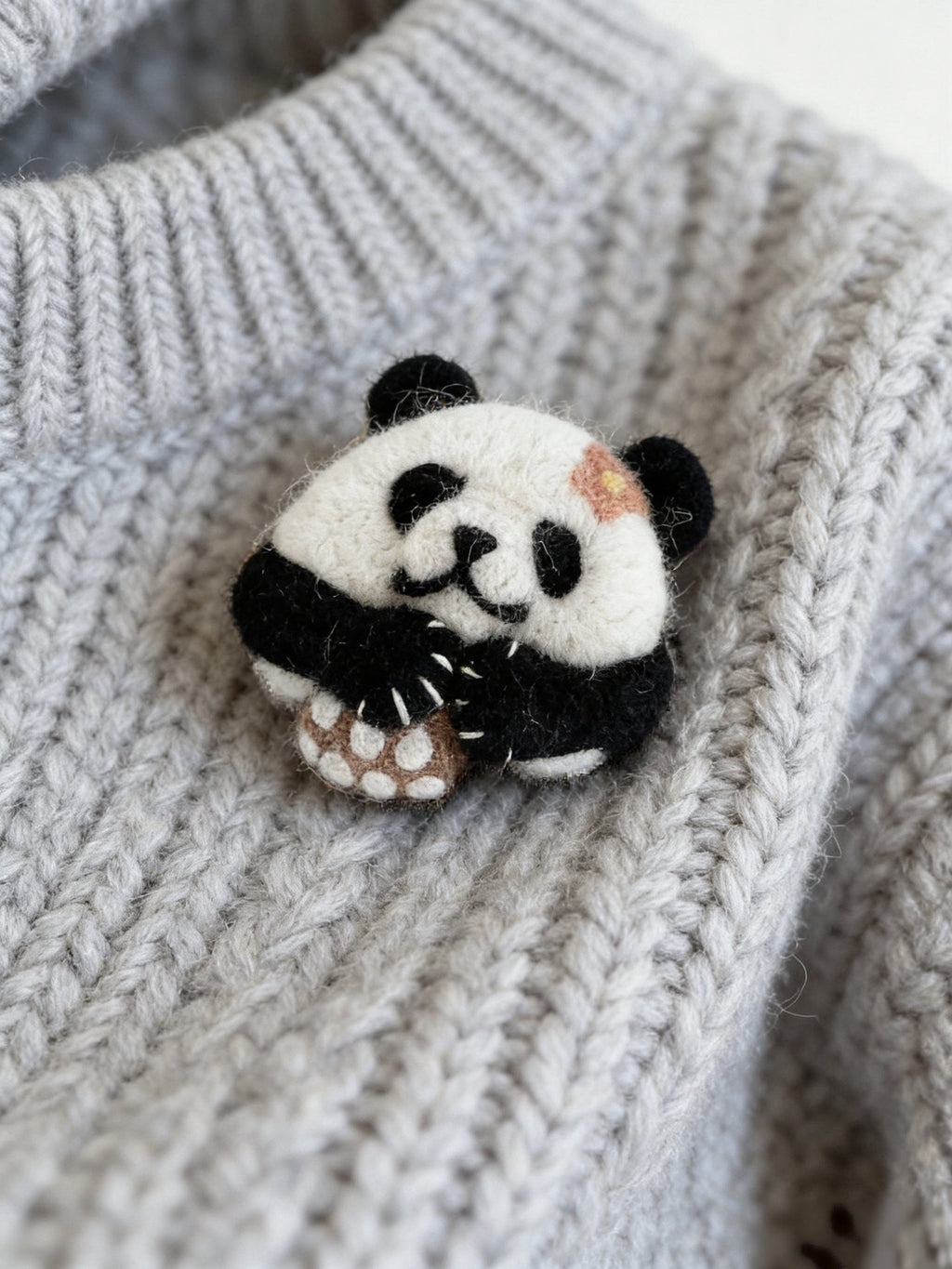 Panda Wool Felt Brooch
