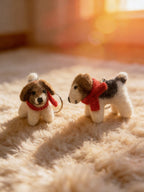 Red Scarf Mini Puppy Wool Felt Keychain