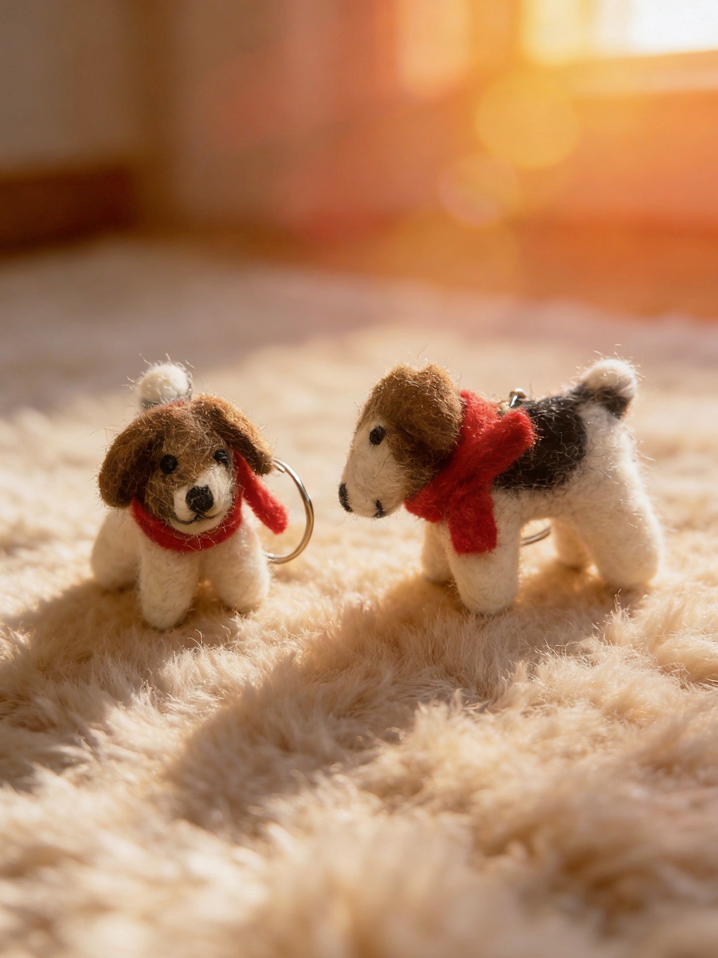 Red Scarf Mini Puppy Wool Felt Keychain
