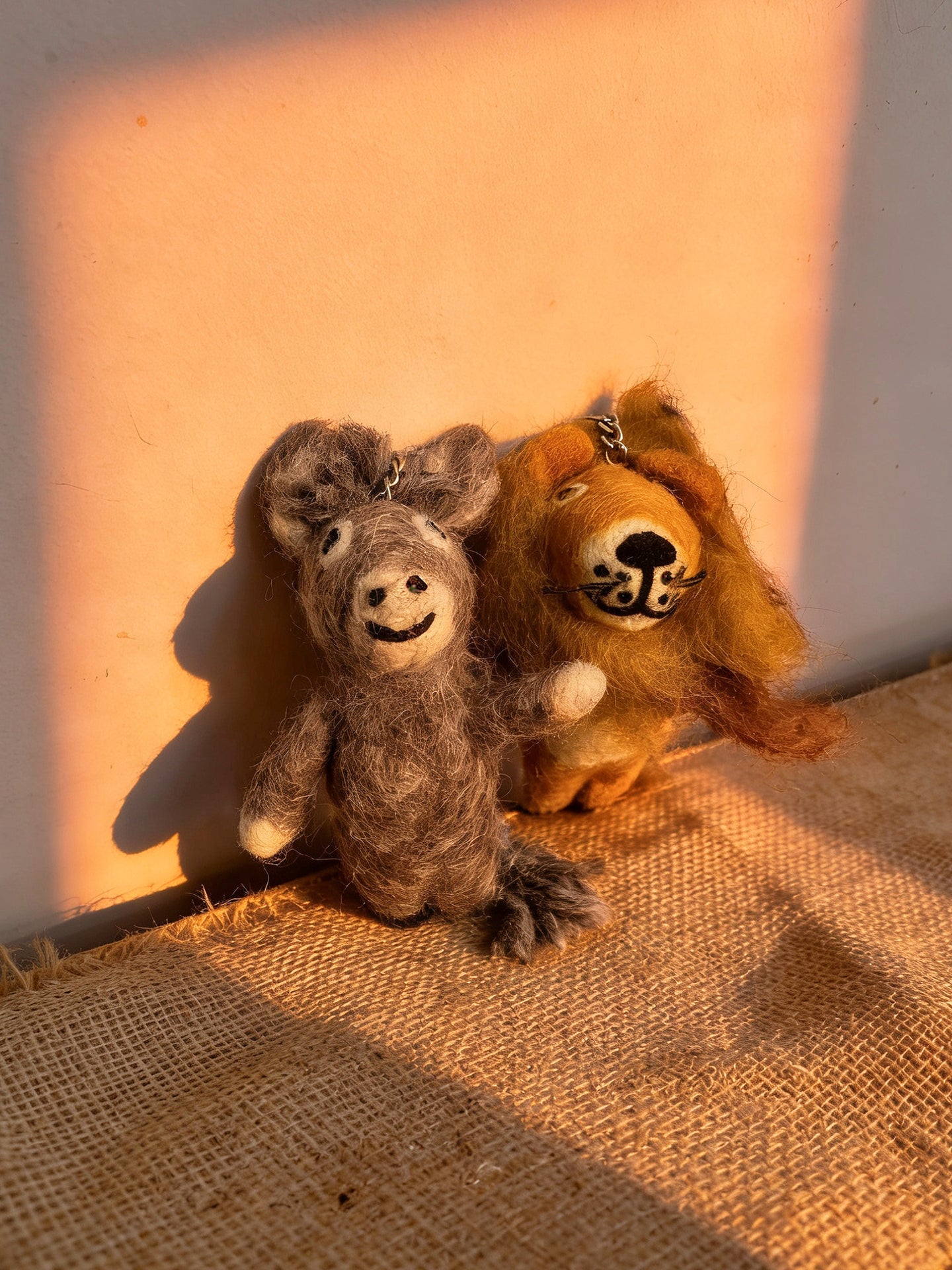 Little Lion & Flying Donkey Wool Felt Keychain