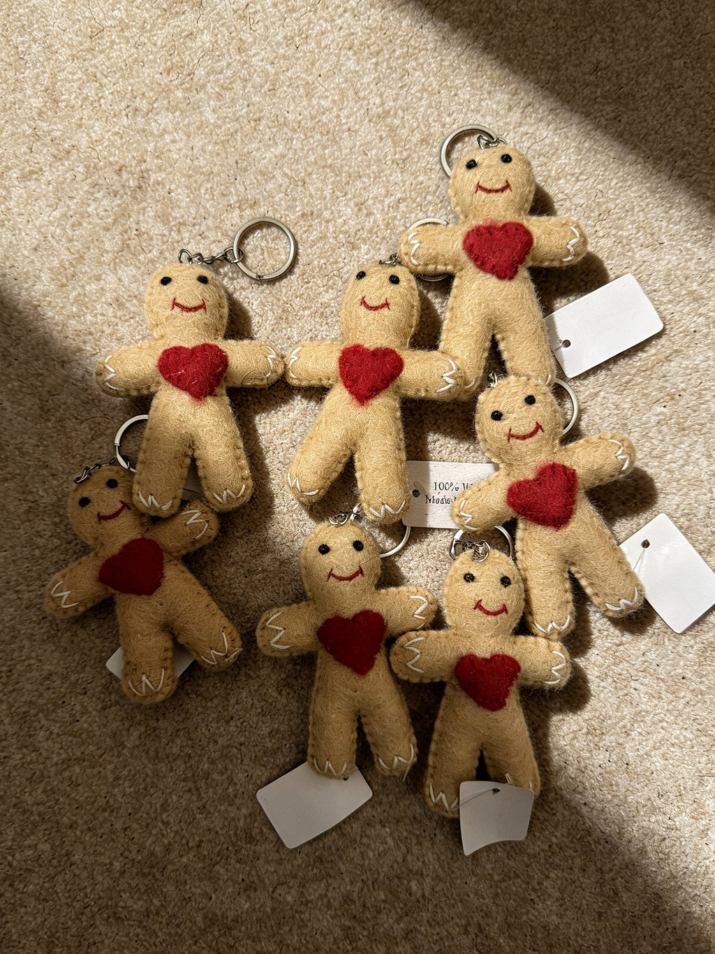 Christmas Gingerbread Man Wool Felt Keychain