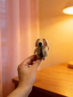 Sad-Eyebrow Puppy Wool Felt Keychain