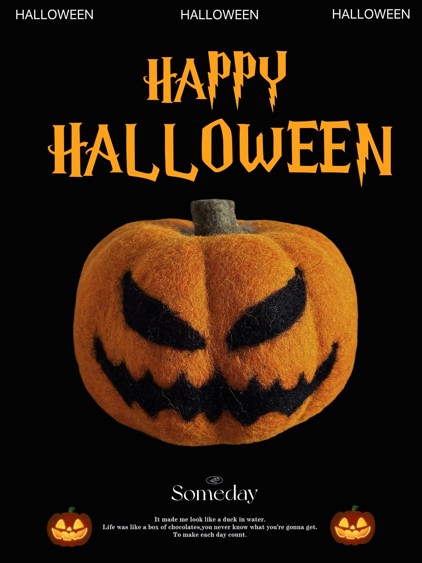 Halloween Pumpkin Wool Felt Ornament