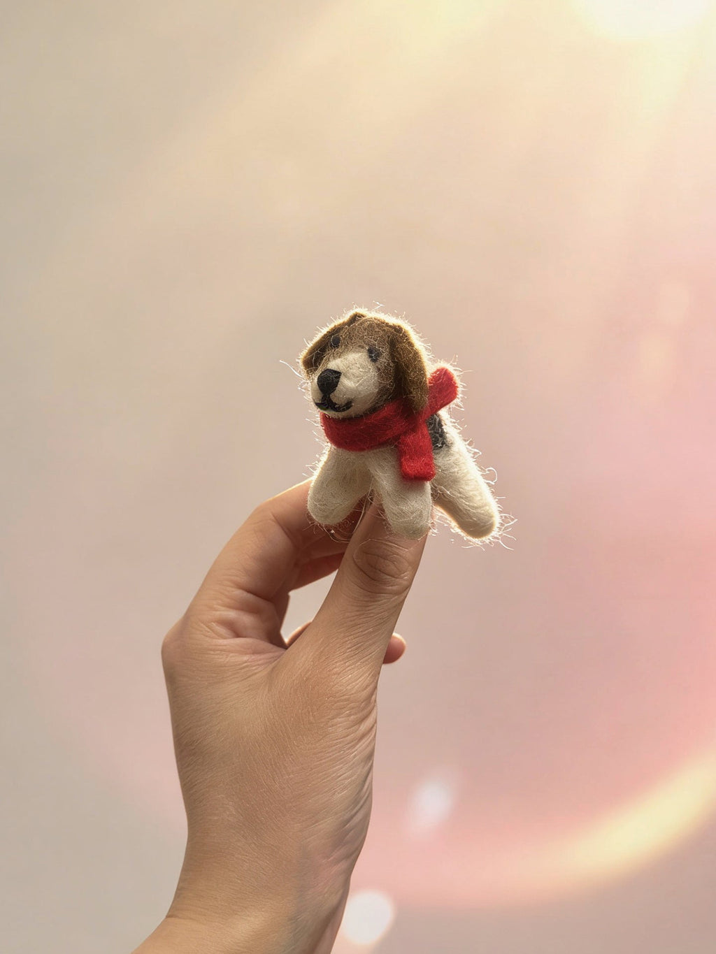 Red Scarf Mini Puppy Wool Felt Keychain