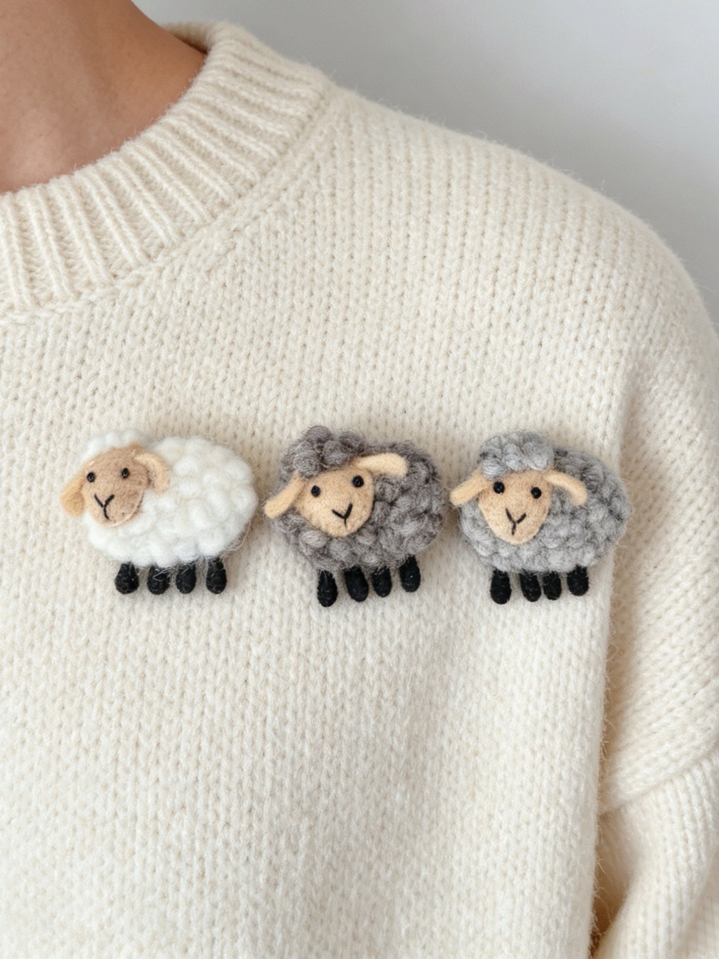 Sheep Wool Felt Brooch